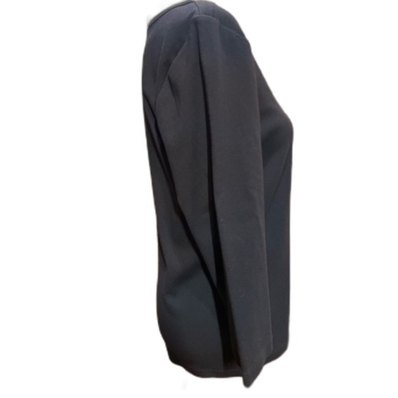 Chico’s 3/4 Sleeve Bateau Neck Tee 100% Cotton Knit Top Solid Black Sz 2 Medium - Picture 5 of 5